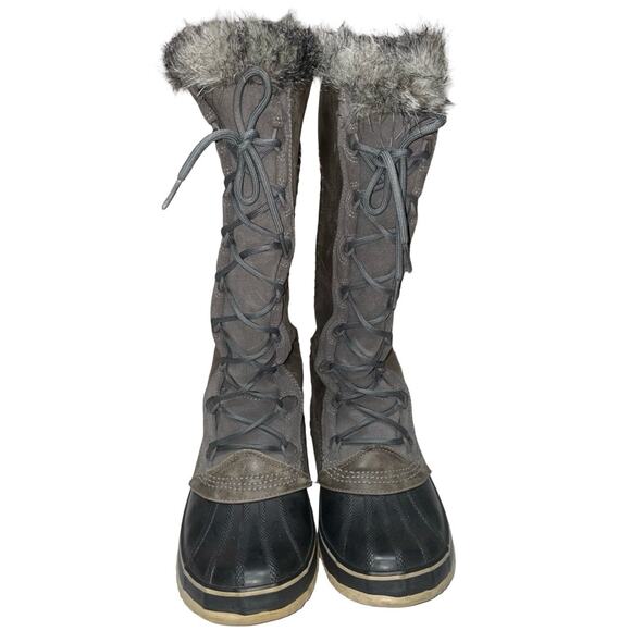 SOREL Cate the Great Weather Gray Waterproof  Leather Faux Fur Boots  Size: US 9 - Picture 2 of 7
